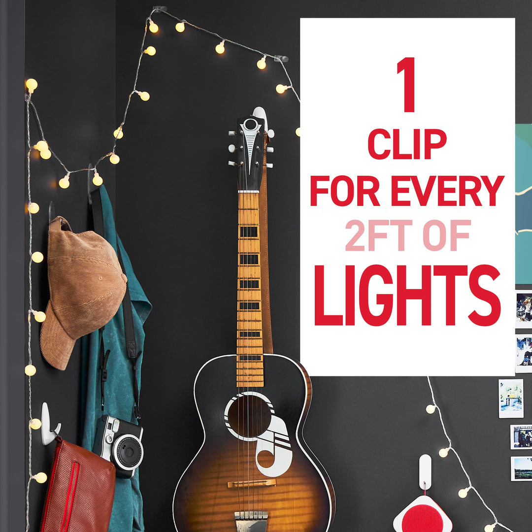 Indoor Mini Light Clips, Damage Free Hanging Christmas Light Clips, Mini Wall Clips for Hanging Indoor Christmas Decorations, Lights and Cables, 45 Clear Clips and 54 Strips