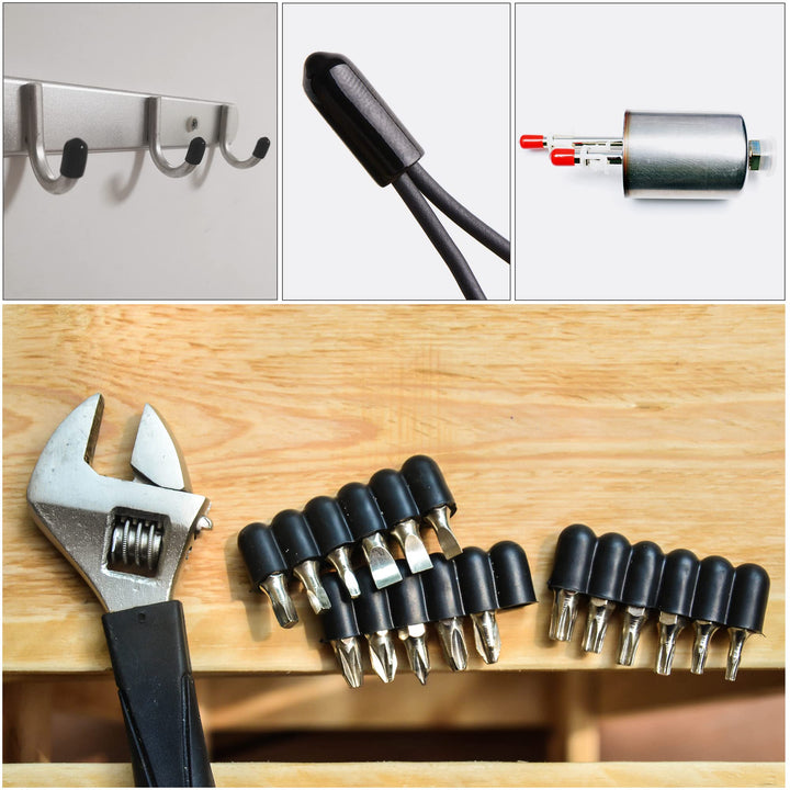 25pcs Round Rubber End Caps 1/4 3/8 1/2 5/8 3/4 Black Vinyl Cover Screw Thread Protectors Assortment Kit