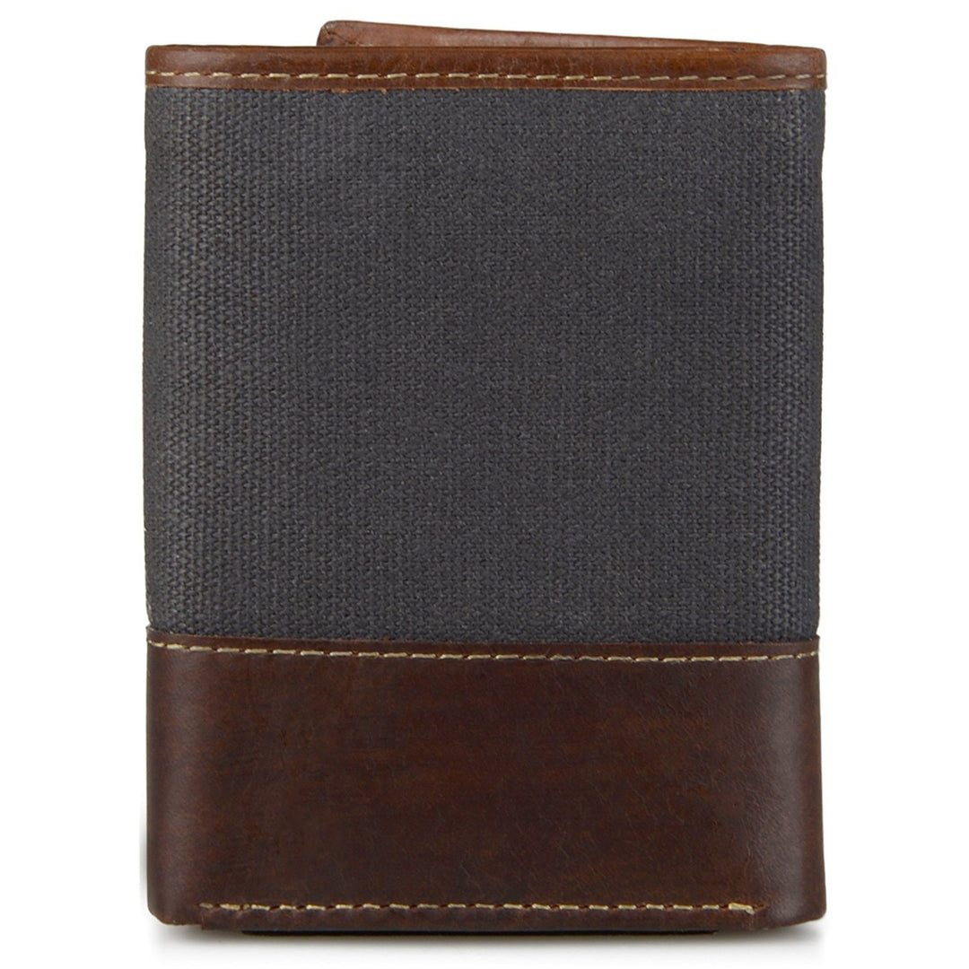 Men's Canvas & Leather Trifold Wallet, Blue, One Size