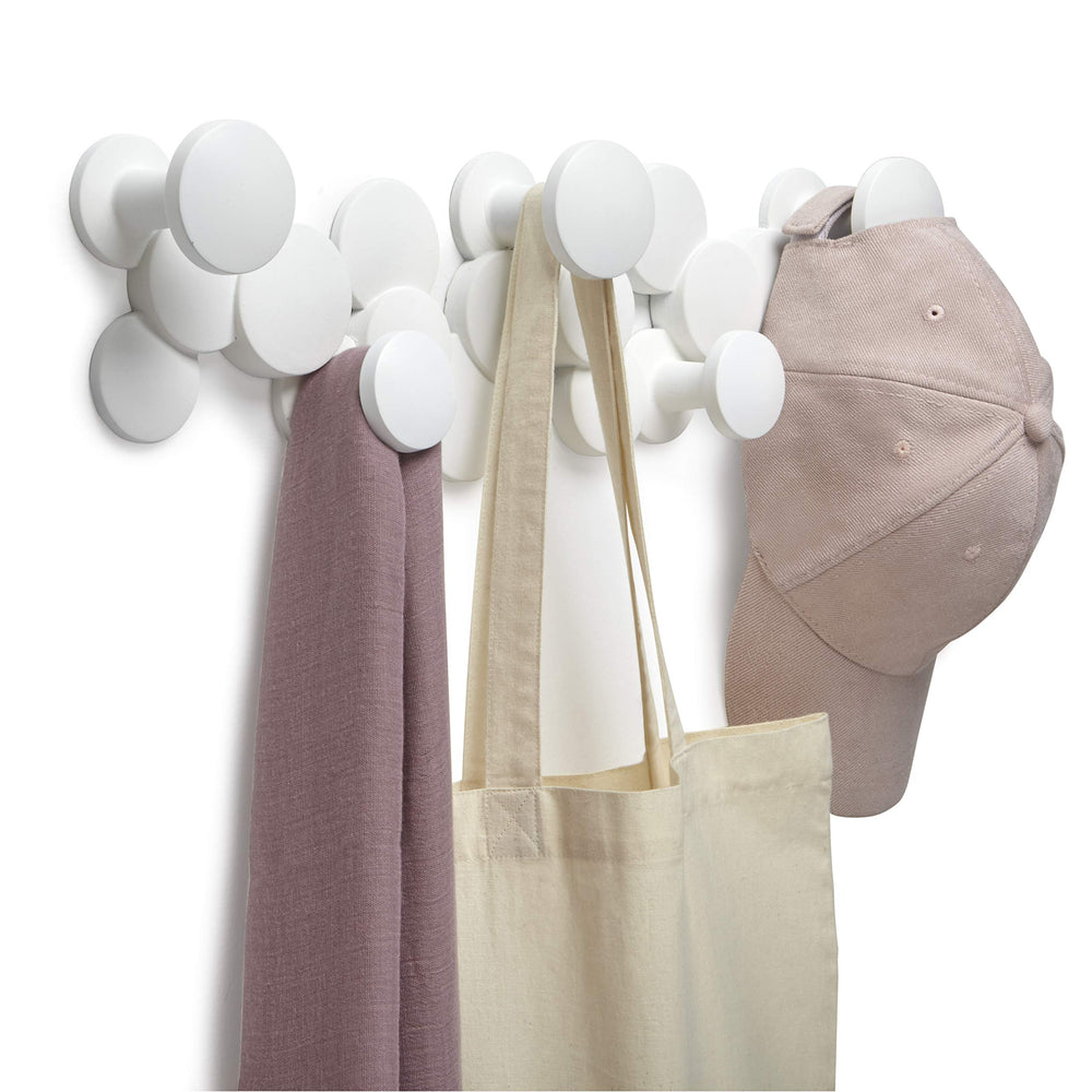 Bubble Multi Modern, Decorative, Space-Saving Coat Hanger 5 Hooks for Hanging Accessories, Etc. -Won’t Snag Clothes, White