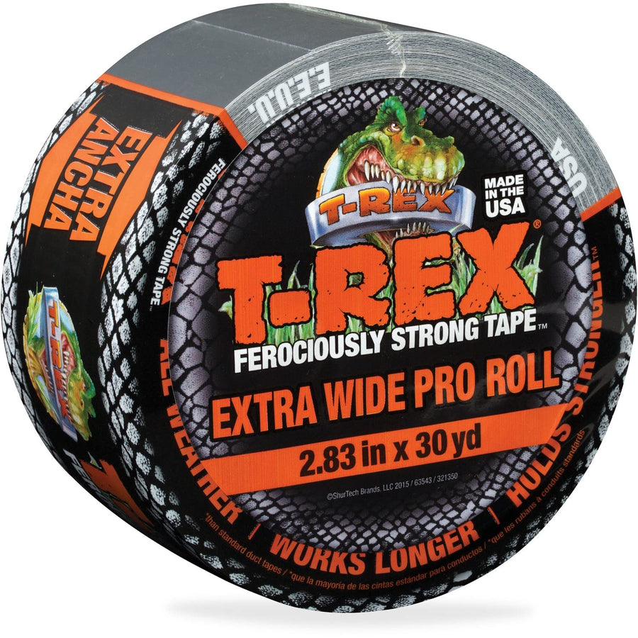T-REX Ferociously Strong Tape, Duct Tape with UV Resistant & Waterproof Backing for Wood Brick Concrete and More, 30 yd x 2.83, Gunmetal Gray, 1-Roll (241358)