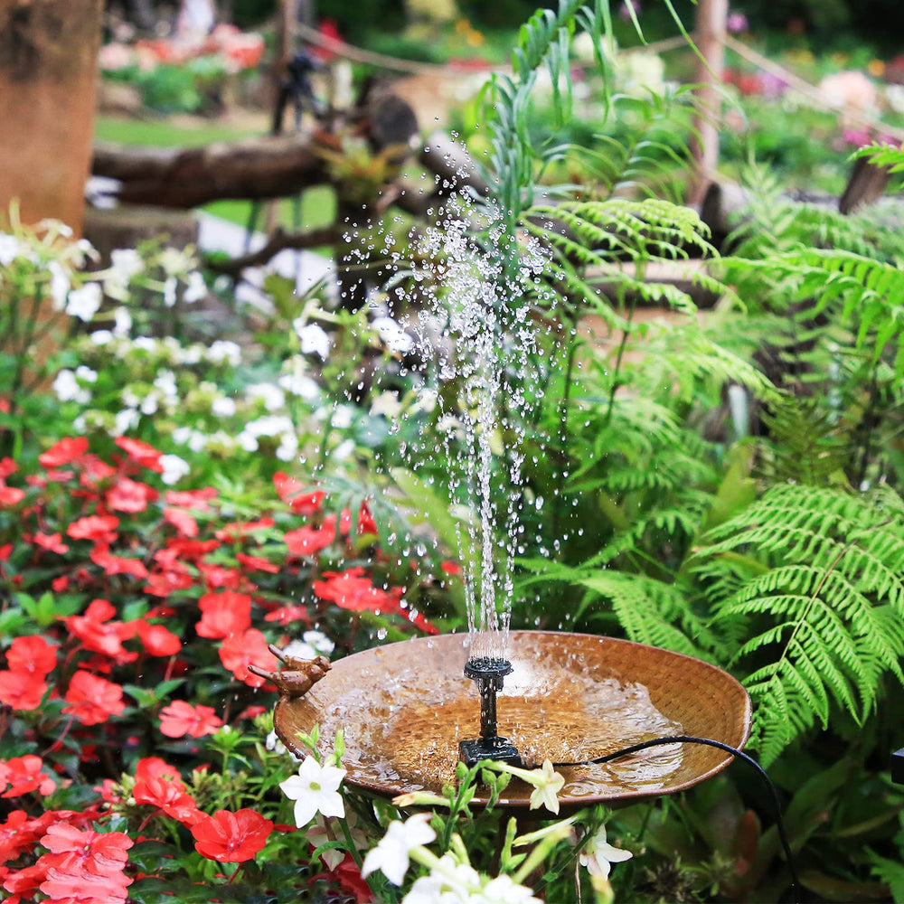 2.5W Solar Fountain Pump, DIY Outdoor Solar Water Fountain Pump with 6 Nozzles and 4ft Water Pipe, Solar Powered Pump for Bird Bath, Ponds, Garden and Fish Tank Garden, Pond