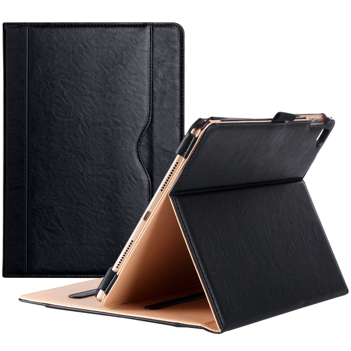for iPad Pro 9.7 Case 2016 (Old Model), PU Leather Stand Folio Cover for iPad Pro 9.7 Inch (A1673/A1674/A1675) with 3 Viewing Angles & Pencil Holder & Document Card Pocket -Black