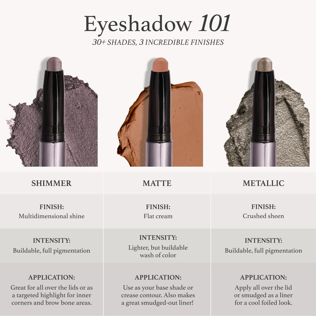 Eyeshadow 101 Crème-to-Powder Waterproof Eyeshadow Stick – Bronze Shimmer – Long-Lasting, Crease-Proof, Luminous Honey Brown Shimmer Eyeshadow with Built-in Smudger