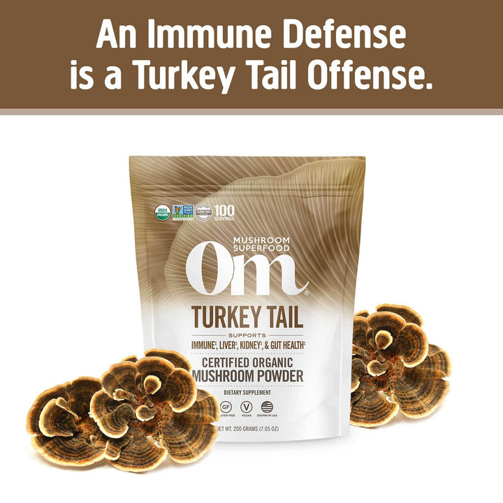 Turkey Tail Organic Mushroom Powder Pouch, 7.05 Ounce, 100 Servings, Immune Support, Polysacchrides, Beta-Glucans, Gut Health & Holistic Defense Mushroom Supplement