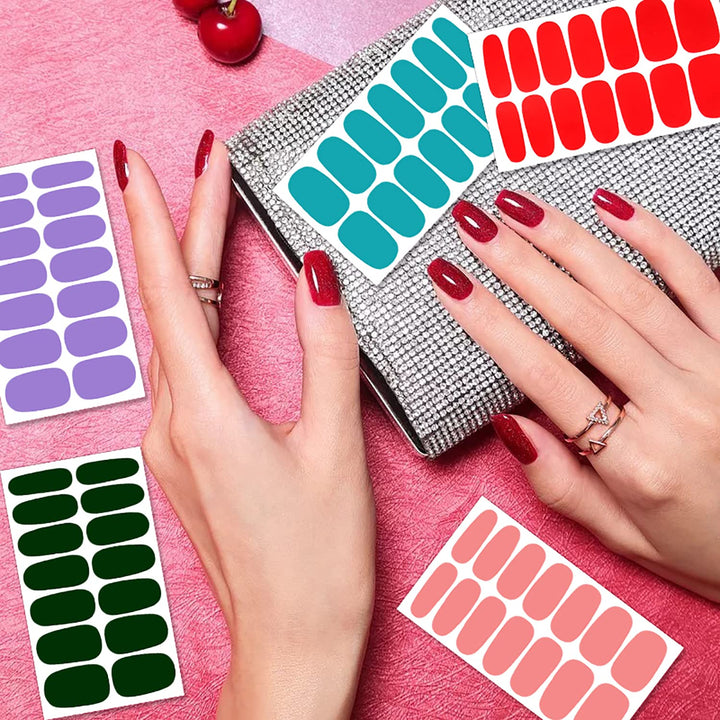 280 Pieces 20 Sheets Solid Color Nail Polish Strips Nail Stickers Full Nail Wraps for Women Self Adhesive Nail Art Stickers with 1pc Nail File