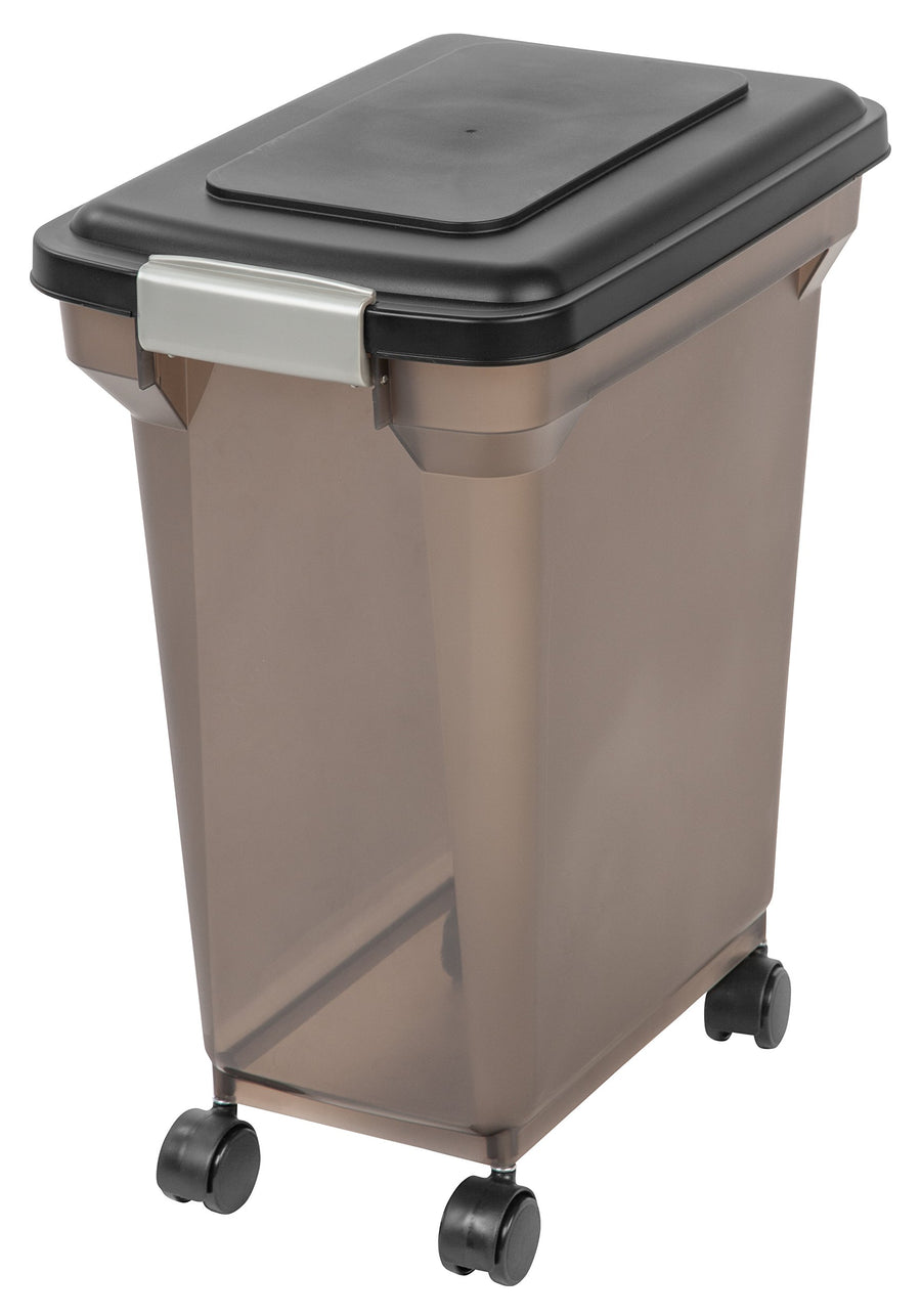 USA WeatherPro Airtight Dog Food Storage Container, Up to 22 lbs, Attachable Wheels, For Dog Cat Bird and Other Pet Food Storage Bin, Keep Fresh, Easy Mobility, BPA Free, Smoke