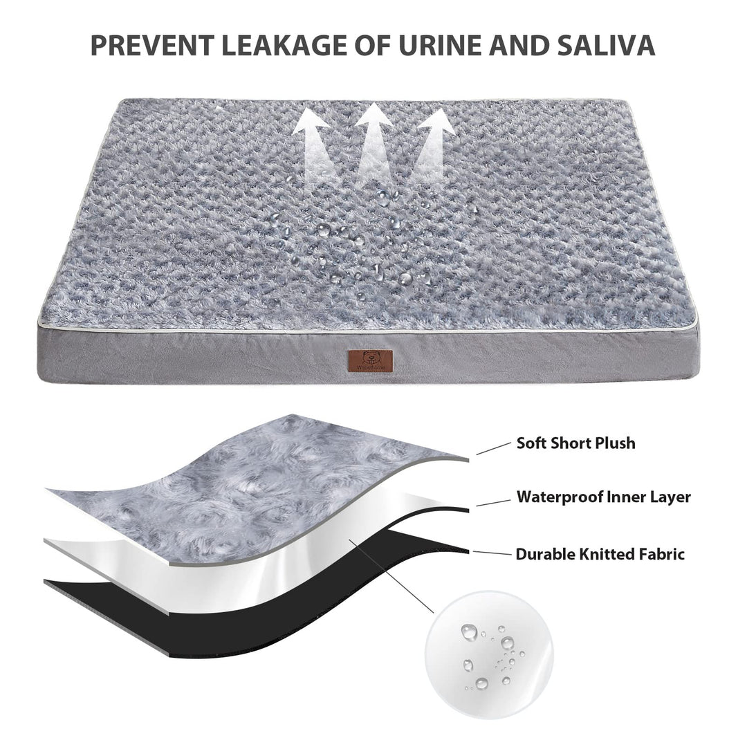 Orthopedic Dog Bed, Pet Bed for Large Dogs, Egg Crate Foam, Soft Rose Plush, Waterproof Removable Cover