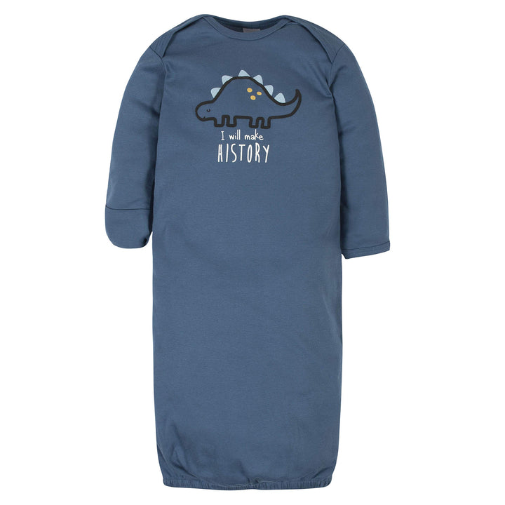 Unisex Baby Boy and Girls 4-Pack Sleeper Gown Dinosaur Blue Preemie