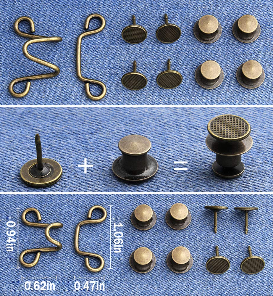 20 Pieces Adjustable Waist Buckle Extender Set Jeans Extender Waist Extender Button for Pants Adjustable Jean Button Perfect Fit Instant Button