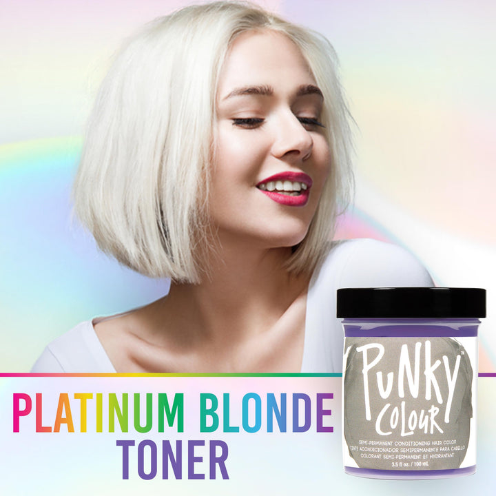Platinum Blonde Toner Semi Permanent Conditioning Hair Color, Non-Damaging Hair Dye, Vegan, PPD and Paraben Free, lasts up to 25 washes, 3.5oz