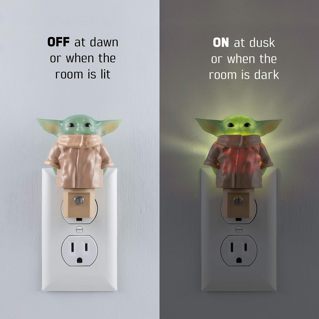 LED Night Light, Baby Yoda Figure, Plug-in, Dusk to Dawn Sensor, Mandalorian, Grogu, UL-Certified, Cute Nightlight for Kids, Bedroom, Bathroom, Hallway, Game Room, Gifts, 53233