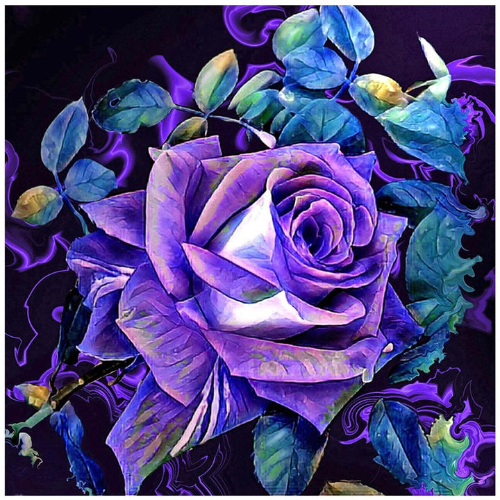 Diamond Painting Kits for Adults, Round Full Drill Diamond Painting Kits, 5D DIY Diamond Painting by Number Kits Diamond Art Kits for Home Wall Decor 14x14 Inch Purple Rose