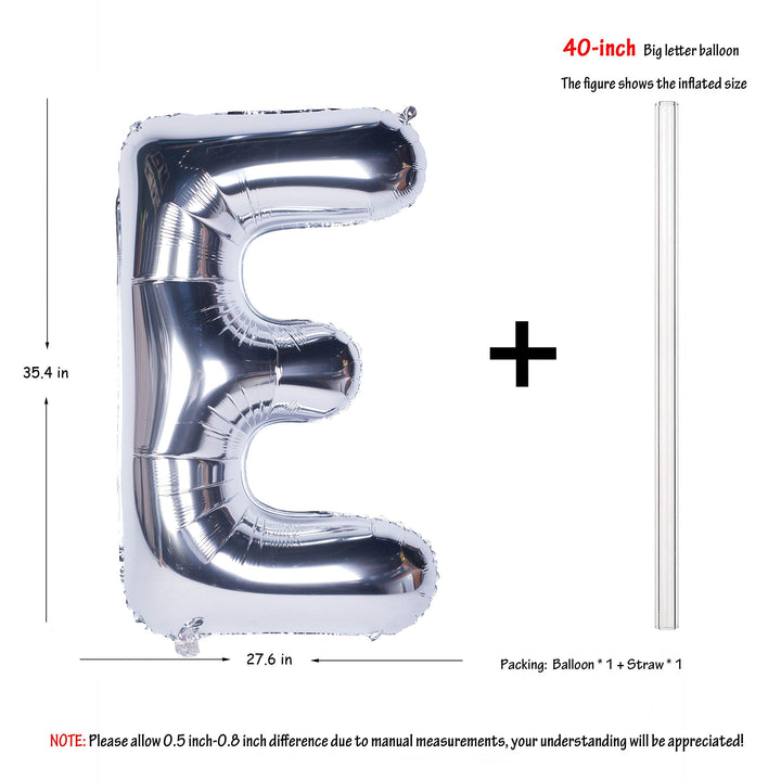 Letter Balloons 40 Inch Giant Jumbo Helium Foil Mylar for Party Decorations Silver E