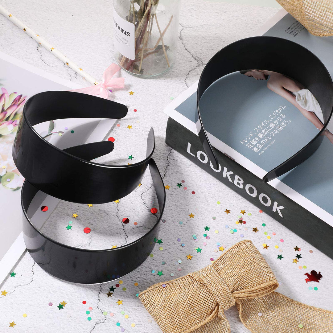 12 Pieces Plastic Headbands Wide Hard Plain Craft Headband Plastic Hairband for DIY Hair Accessories Women(2 Inch,Black)