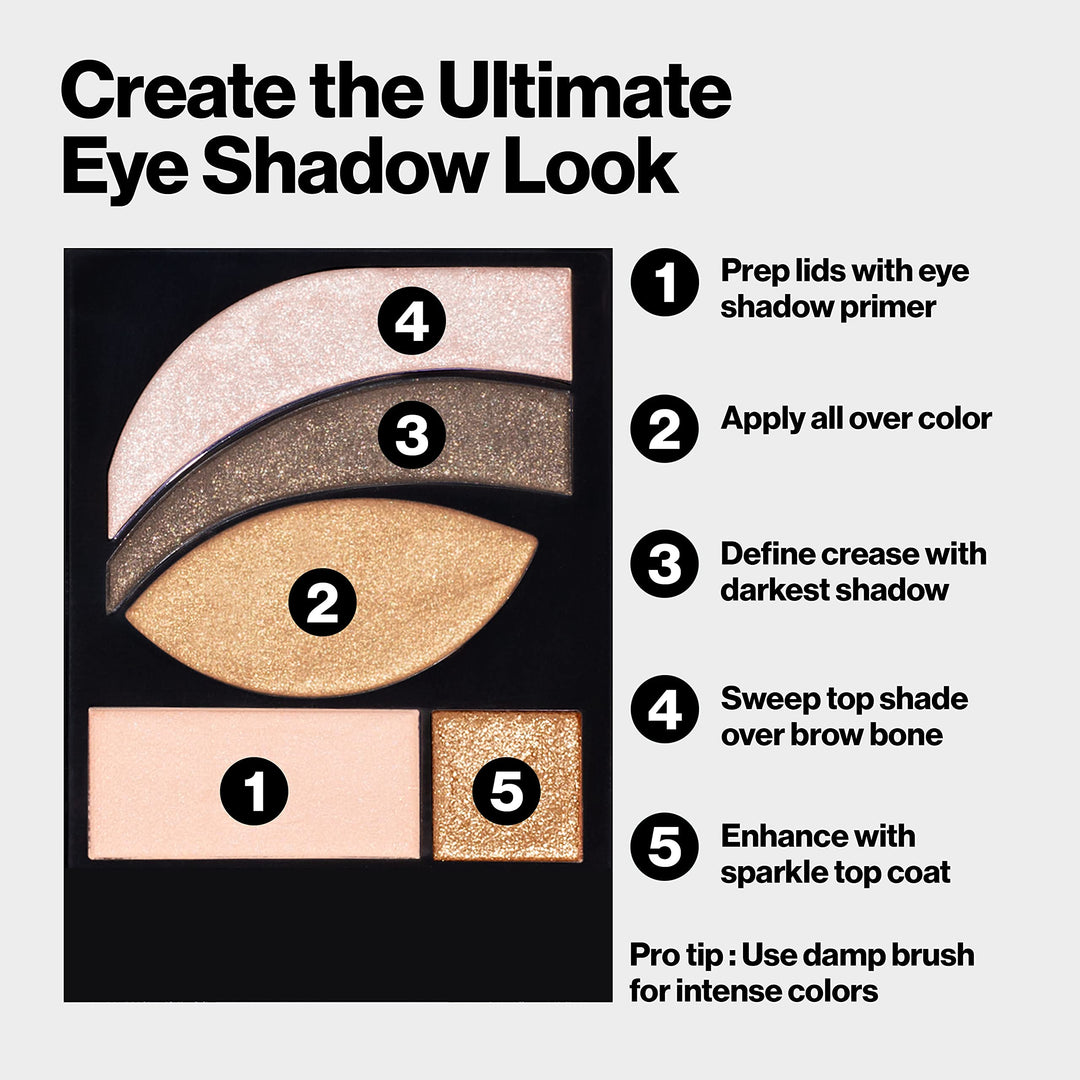 Revlon PhotoReady Eye Contour Kit, Eyeshadow Palette with 5 Wet/Dry Shades & Double-Ended Brush Applicator, Romaticism (540), 0.1oz