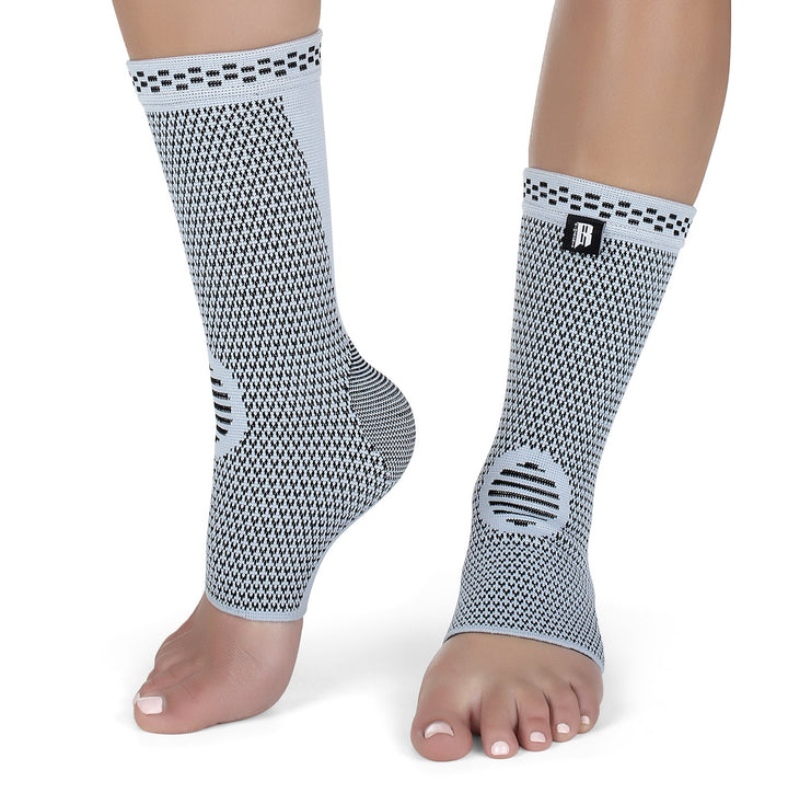 New Premium Compression Socks Ideal Ankle Sleeve For Plantar Fasciitis Best Ankle Brace With Extra Support Recommended Foot Support For Men And Women Superior Compression Support (Pair) Gray M
