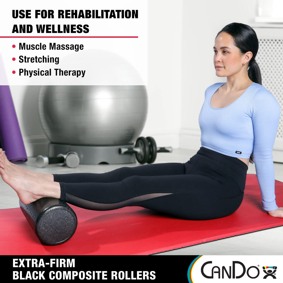 30-2281 Foam Roller, Extra Firm and Round, 6 x 12, Black-Composite