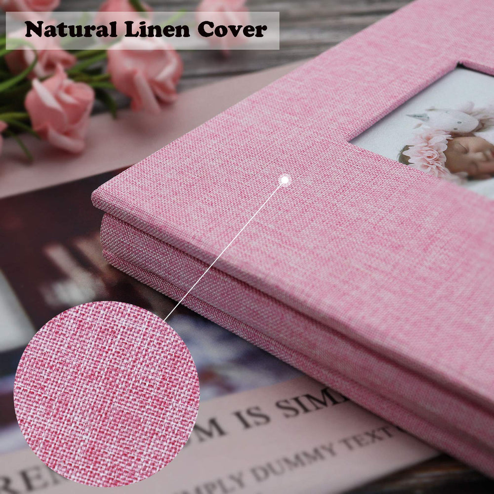 Baby Photo Album Self Adhesive Memory Book 4x6 Magnetic Scrapbook Kit with Clean-Touch Ink Pad Handprint Footprint and A Metallic Pen for Boy/Girl 2 Windows 40 Pages