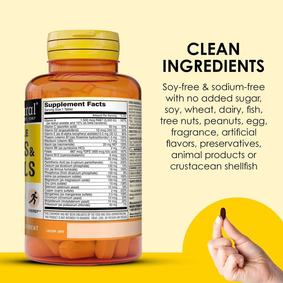 Daily Multiple Vitamins with Minerals, 24 Essential Nutrients for Overall Health, 60 Tablets