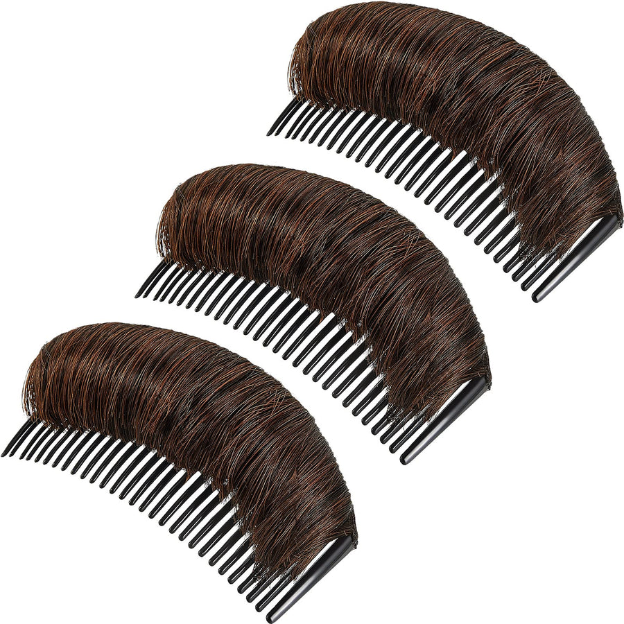 3 Pieces Invisible False Hair Clips, Increased Hair Pad, Bump It Up Volume Hair Base Fluffy Princess Styling Insert Tool for Women Girls (Dark Brown)