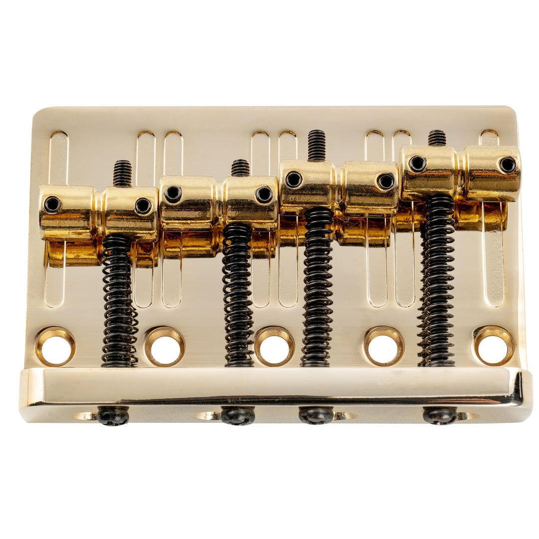 Pro 57mm Heavy Duty 4-String Bass Bridge Vintage Brass Saddles for Precision/Jazz Bass, Gold