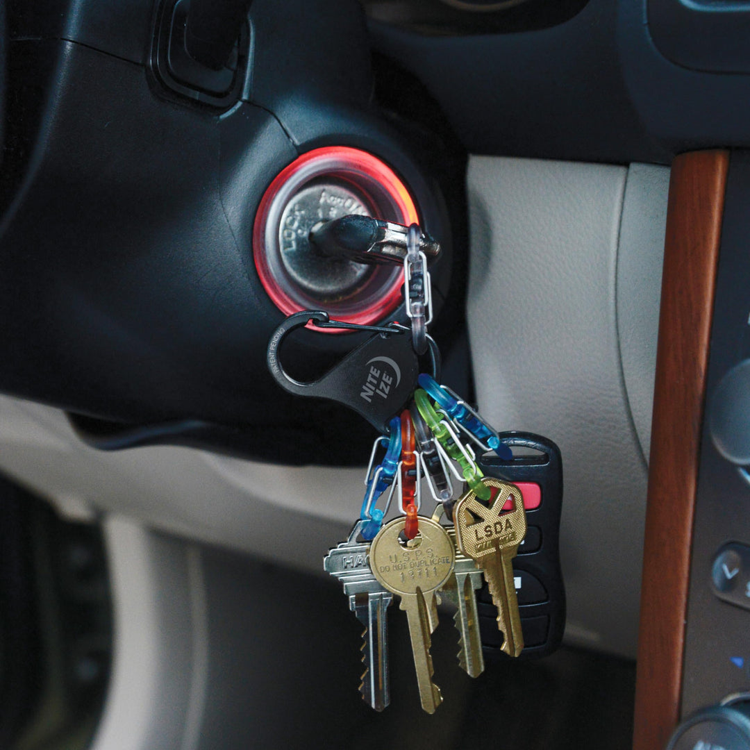 KeyRack Steel S-Biner - Plastic Key Carabiner Organizer with 6 S-Biners - Keychain Accessories to Hold Keys Securely and Separately