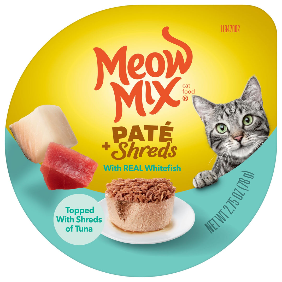 Paté & Shreds Wet Cat Food Variety Pack, Seafood & Poultry Favorites, 2.75 Ounce Cup (Pack of 12)
