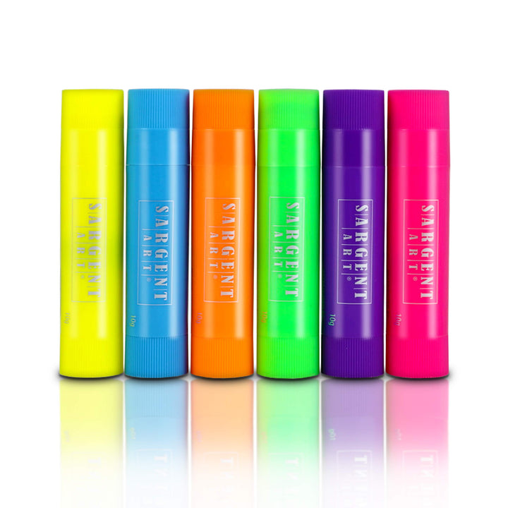 93-2102 Fluorescent Tempera Paint Sticks, 6 Colors, Quick Drying, 6 Count (Pack of 1)