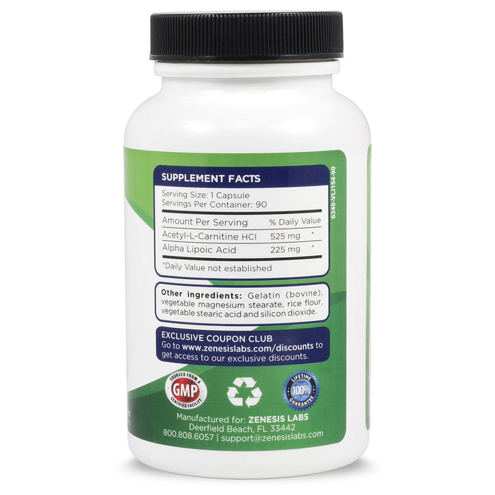Acetyl L-Carnitine with Alpha Lipoic Acid - 90 Capsules
