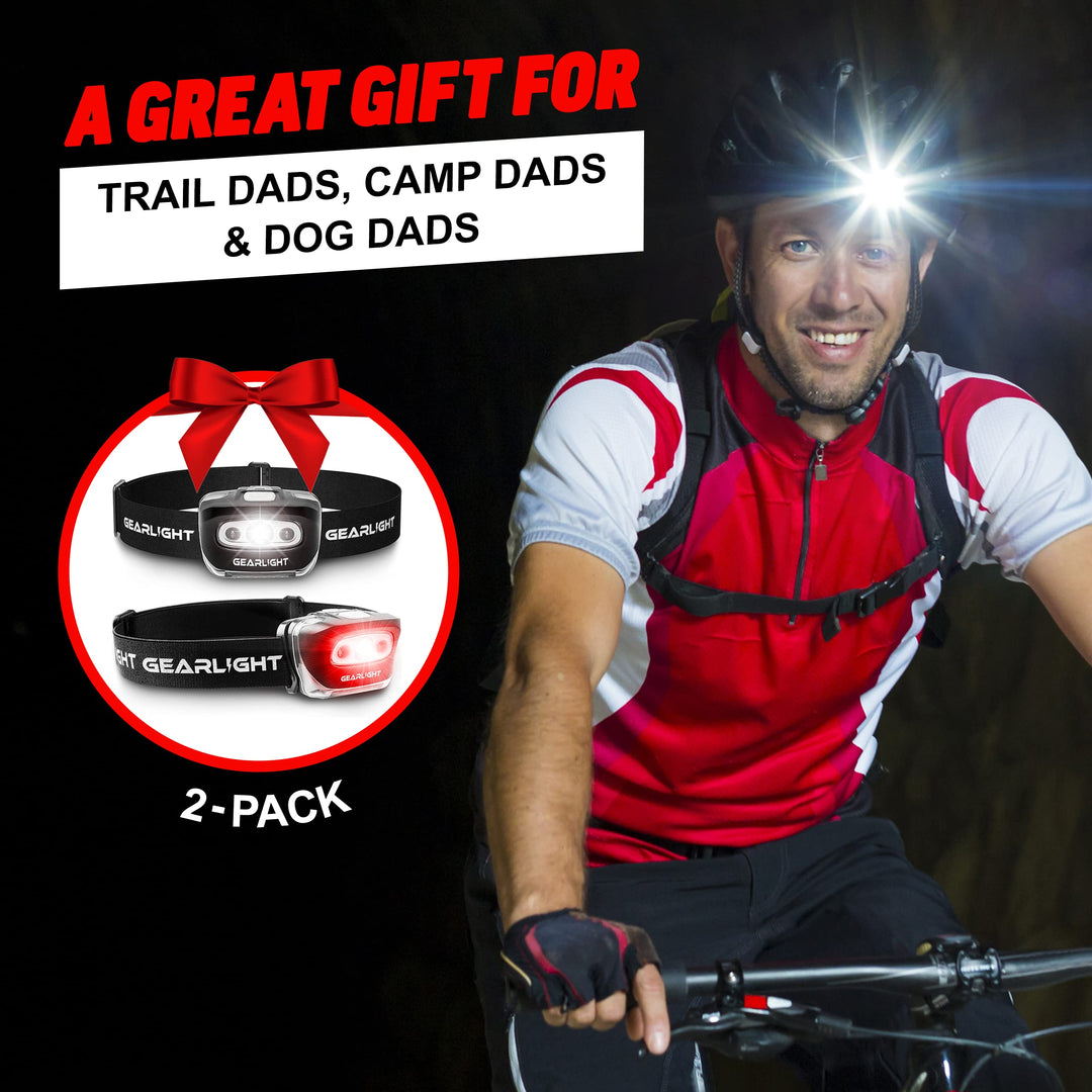 2Pack LED Headlamp - Outdoor Camping Head Lamps with Adjustable Headband - Lightweight Battery Powered Bright Flashlight Headlight with 7 Modes and Pivotable Head and Red Light