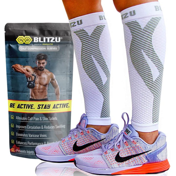 Footless Compression Socks for Women Men Kids Compression Stockings Leg Compression Sleeve Compression Socks Wide Calf Foot Compression Sleeve Compression Wrap Calf Sleeves White XXL