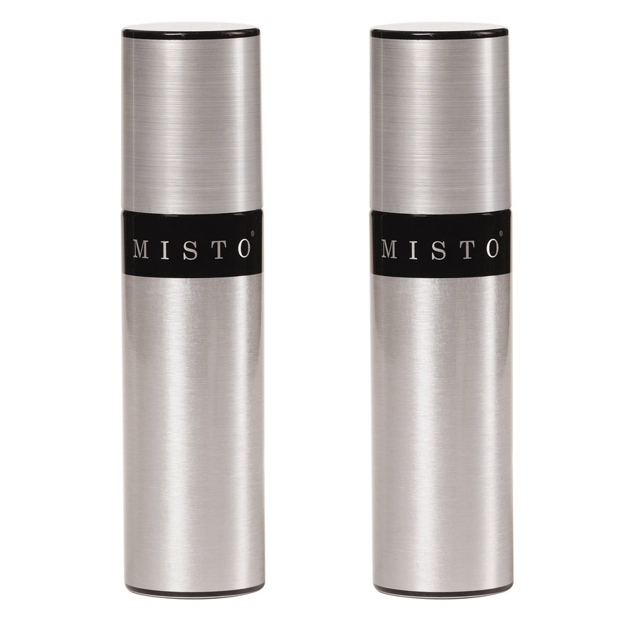 Misto Aluminum Oil Sprayer, Set of 2, Versatile Refillable Aerosol Sprayers for Olive Oil, Vinegar, Lemon Juice, Dressings, and More, Ideal for Cooking, BBQ, and Air Fryers