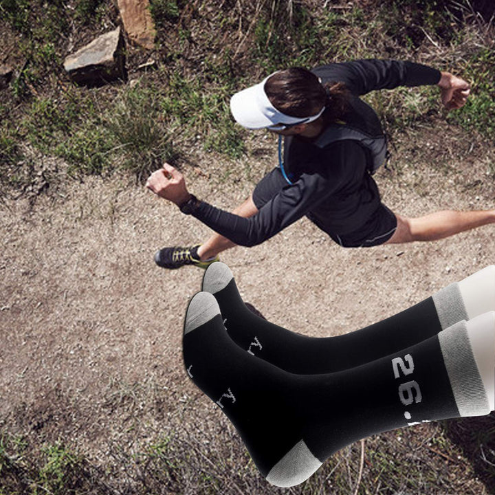 Marathon Runner Gifts Track and Field Inspirational Athletic Running Socks Stronger with Every Mile (26.2 socks)