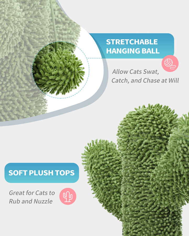 Made4Pets Cat Scratching Post, 21.7 Cactus Cat Scratcher Kitten Scratching Post with Natural Sisal Rope for Indoor Cats Claw Scratcher, Cat Tree with Dangling Balls for Small Kittens