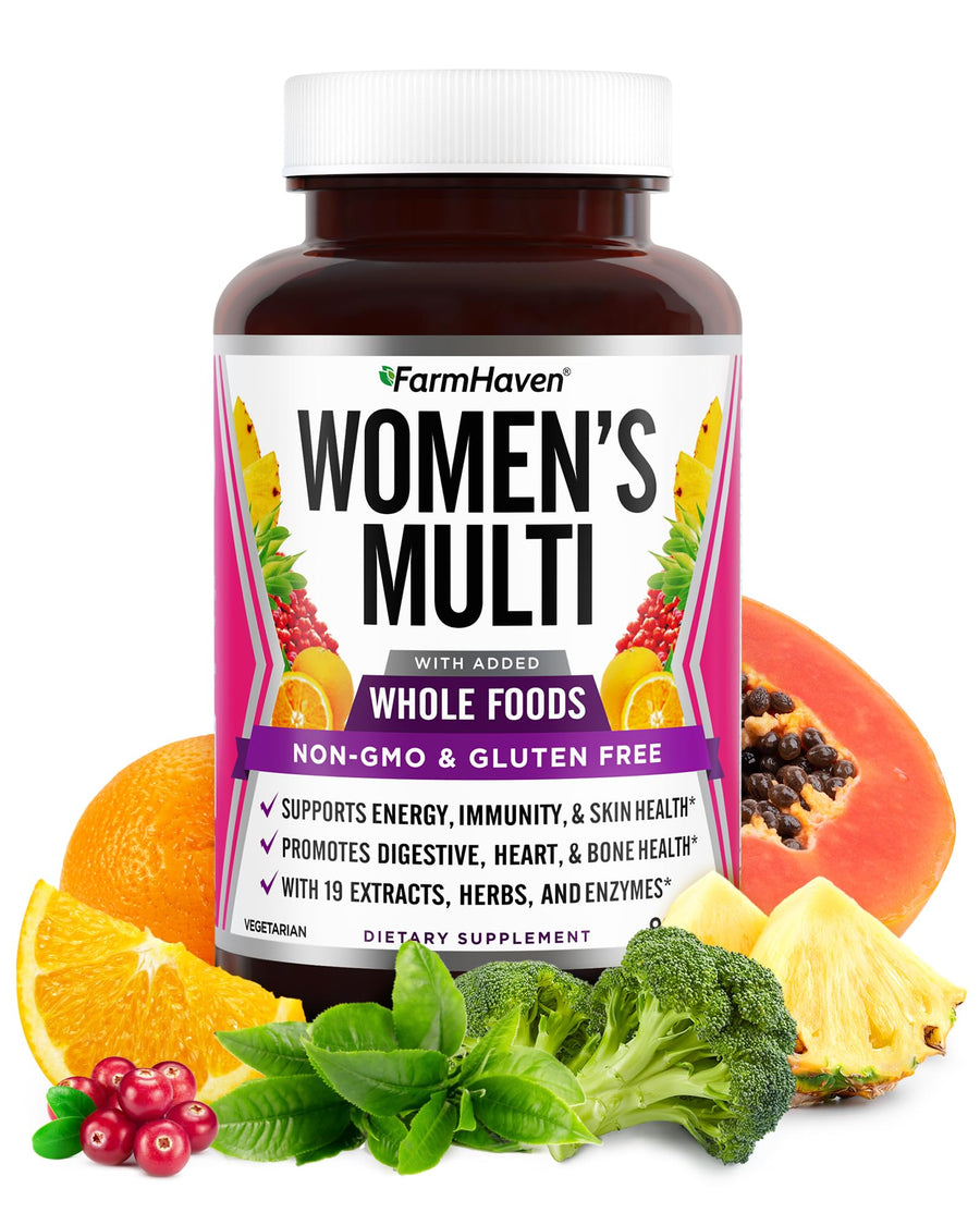 Womens Multivitamin - Whole Food Daily Multi Supplement with B Vitamins, D3, Folate, Enzymes, Zinc & Minerals - Boosts Energy, Immune, Heart Health - Non-GMO, Vegetarian - 90 Capsules
