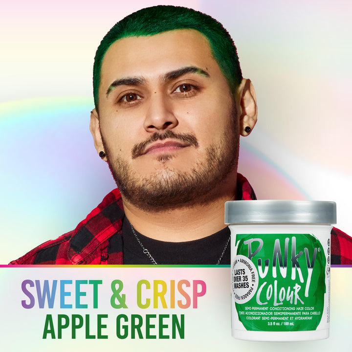 Apple Green Semi Permanent Conditioning Hair Color, Vegan, PPD and Paraben Free, lasts up to 25 washes, 3.5oz