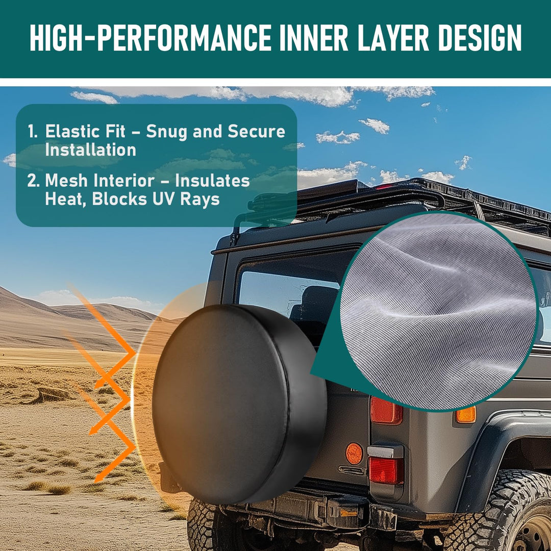 Amfor Spare Tire Cover, Universal Fit for Jeep, Trailer, RV, SUV, Truck and Many Vehicle, Wheel Diameter 32 - 33, Weatherproof Tire Protectors (Black)