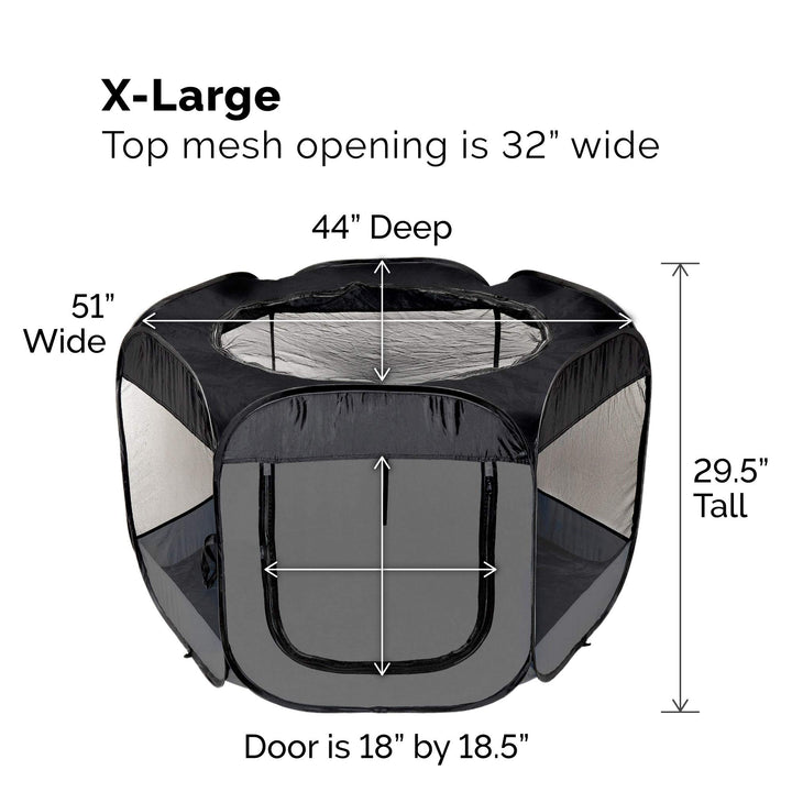 Portable Dog Playpen Cat Tent, Pet playground/kennel foldable indoor outdoor zippered puppy crate - Gray, Extra Large
