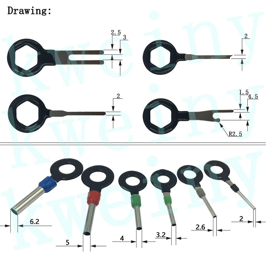 Auto Terminals Removal Key Tool Electrical Wiring Connector Release Pin(18 Pieces No Duplicate)
