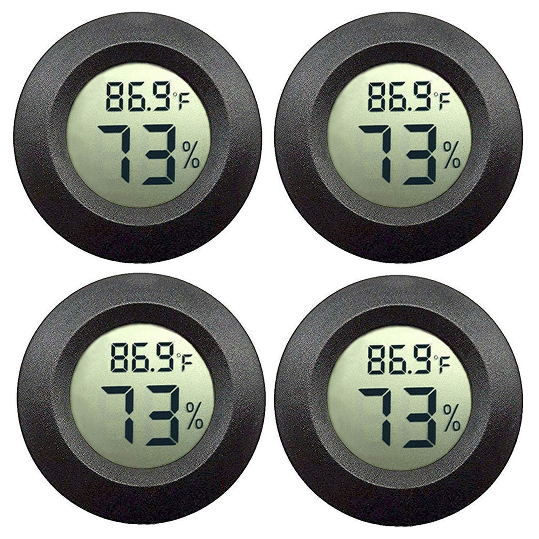 2 Pack Mini Digital Hygrometer Thermometer Gauge, Indoor Outdoor Temperature Humidity Meter for Greenhouse Humidors Incubators Reptile Terrarium Jars, Fahrenheit () or Celsius() (4)