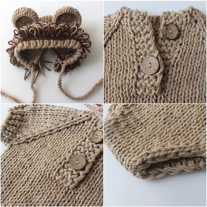 Newborn Photography Prop, Baby Props Outfit Handmade Costume Baby Boy Photo Shoot Crochet Hat/Pants/Cover Diaper for Infant Boy Girl Princess Twins