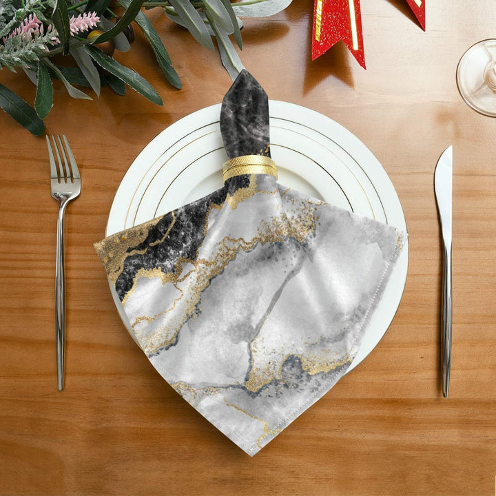 Kitchen Cloth Napkins Set of 6, Gold Black Marble Soft Durable Polyester Dinner Table Napkins for Home Holiday Party Wedding 20 x 20 Inch Multicolor