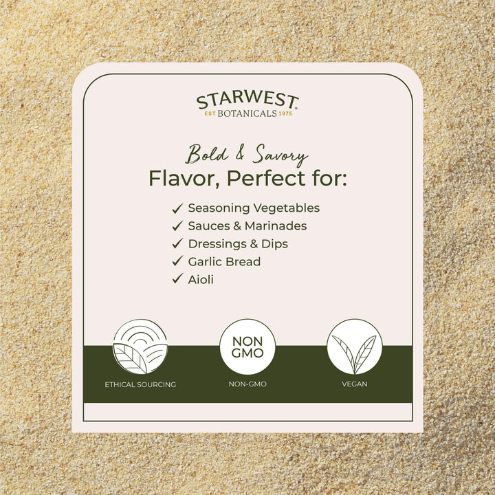 Dried Organic Garlic Granules - Granulated Garlic Seasoning for Cooking, Herb for Rubs, Bread, Vegetables, & Meat, Aromatic & Flavorful, Certified Kosher, Non-GMO - Bulk 1 lb Bag