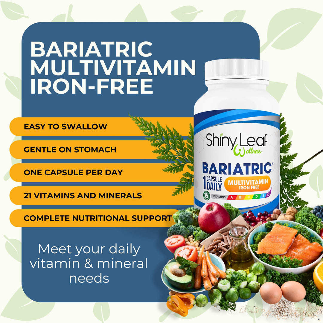 Bariatric Multivitamin Without Iron - Vitamins for Gastric Bypass & Sleeve, 1 Daily Capsule W Vitamin A, C, D, Biotin, Zinc, B12, K, Vegetarian, Soy-Free, GMP Cert., Made in USA (180 Ct.)
