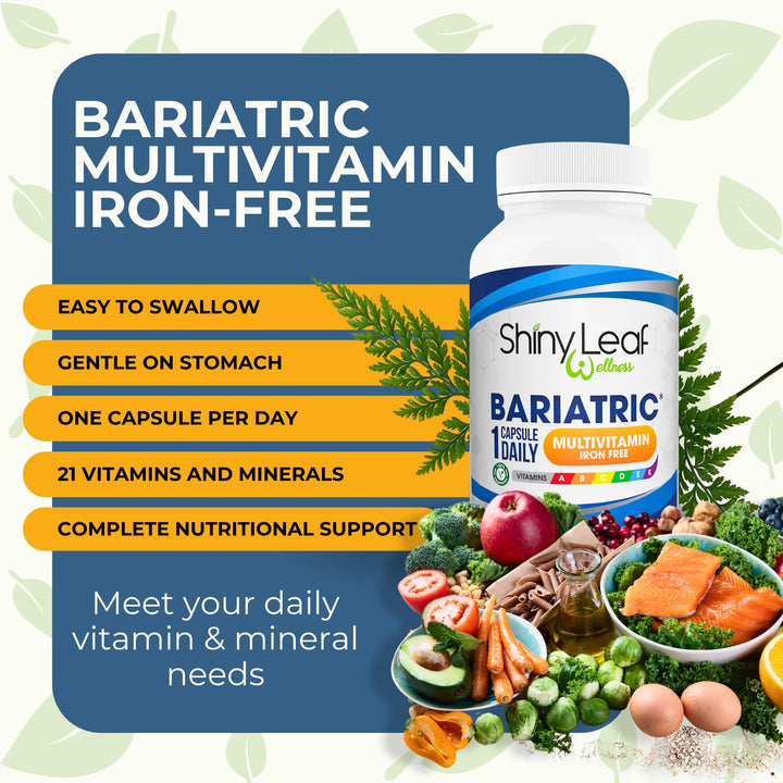 Bariatric Multivitamin Without Iron - Vitamins for Gastric Bypass & Sleeve, 1 Daily Capsule W Vitamin A, C, D, Biotin, Zinc, B12, K, Vegetarian, Soy-Free, GMP Cert., Made in USA (180 Ct.)