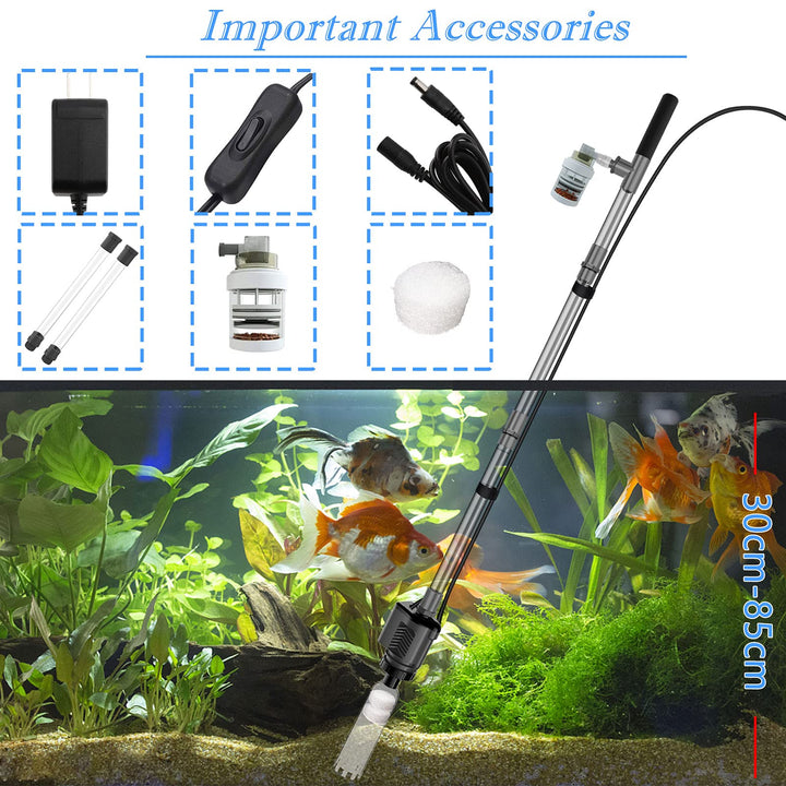 Electric Aquarium Gravel Cleaner, 317GPH DC 24V/24W Automatic Fish Tank Cleaning Tool Set Removable Vacuum Water Changer Sand Washer Filter Changer