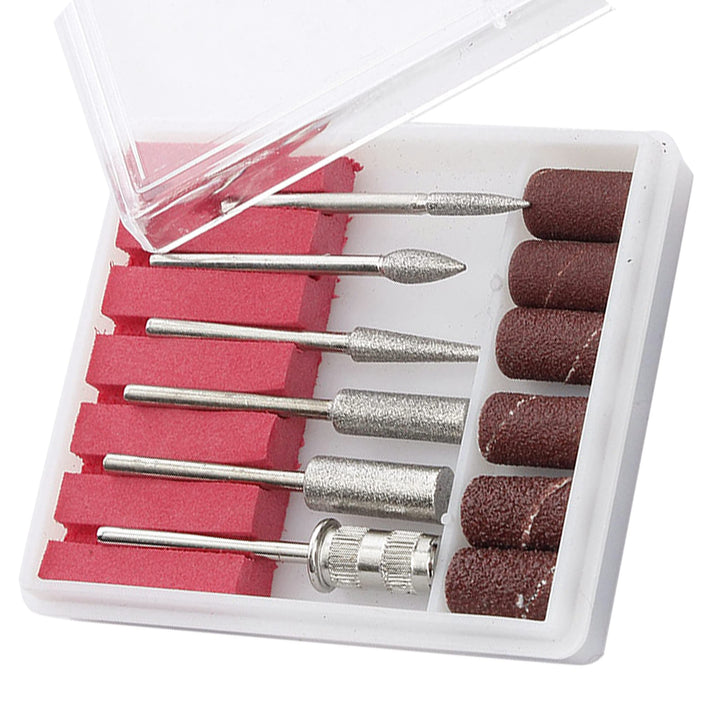 Nail Metal Drill Bits with Sanding Bands, Electric Machine Accessory Manicure Pedicure Tools for Acrylic Gel Nails Home Salon Use