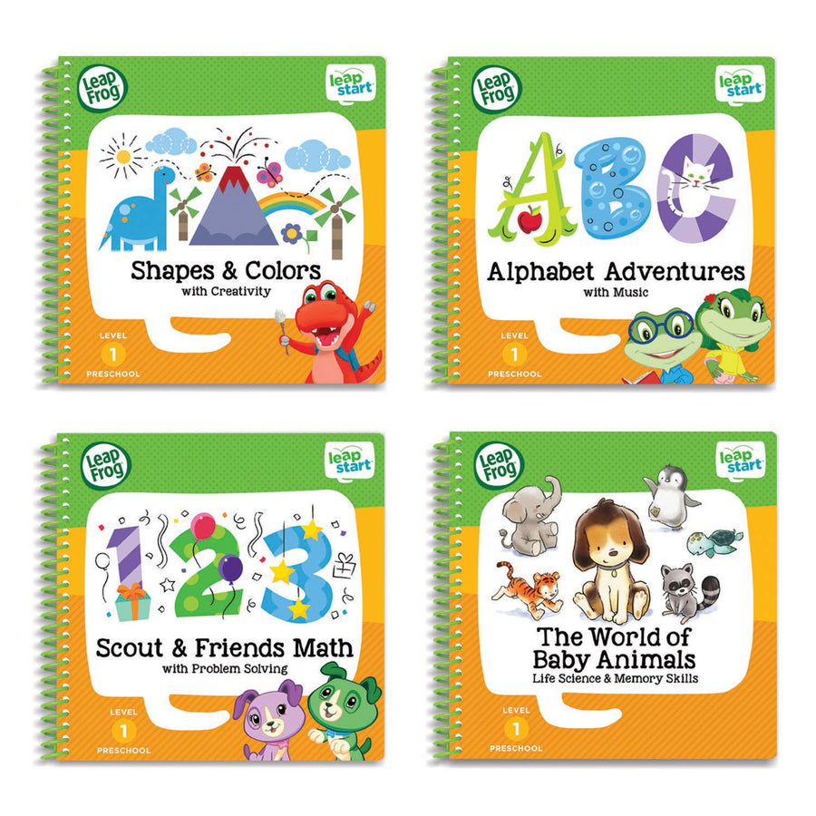 LeapStart Preschool 4-in-1 Activity Book Bundle with ABC, Shapes & Colors, Math, Animals