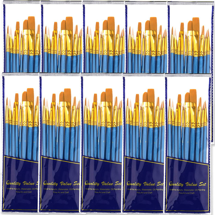 Paint Brush Sets, 10 Pack 100 Pcs Pointed-Round Tip Paintbrushes Nylon Hair Artist Acrylic Paint Brushes for Acrylic Watercolor Oil, Face Art, Model, Miniature Detailing & Rock Painting, Blue